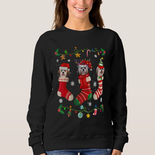 Moletom Shih Tzu Christmas Socks Xmas Dog   (Frente)