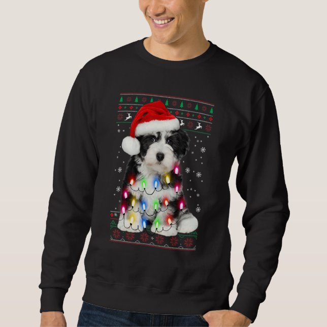 Moletom Shih Tzu Christmas Sweater Tree Lights Shih Tzu Ch (Frente)