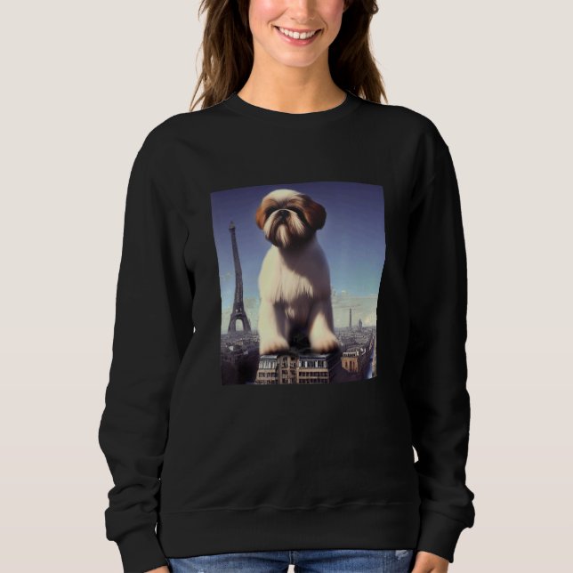 Moletom Shih Tzu  Eiffel Tower France Paris  Men Women Dog (Frente)