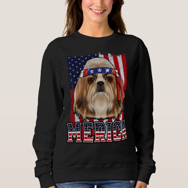 Moletom Shih Tzu Merica 4 De Julho (Frente)