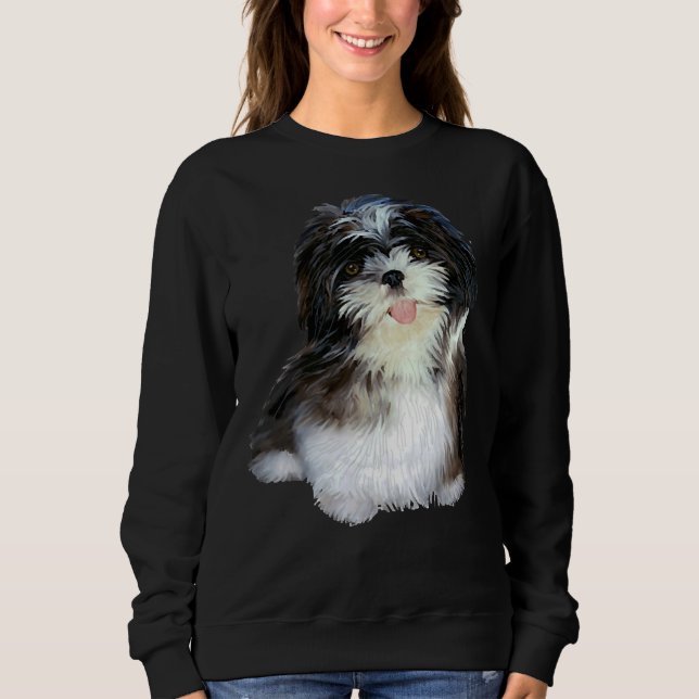 Moletom Shih Tzu Puppy (Preto E Branco) (Frente)