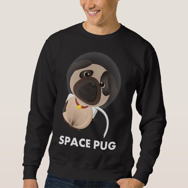 Moletom Shirt 544 Clássico com Astronauta Espacial Pug (Frente)