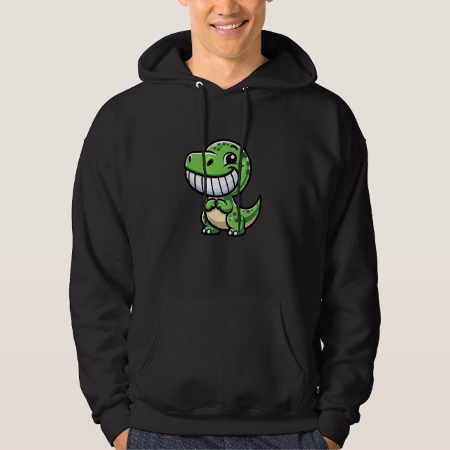 Moletom Shy Dino Cartoon Trex Showing Teeth Happy Friendly (Frente)