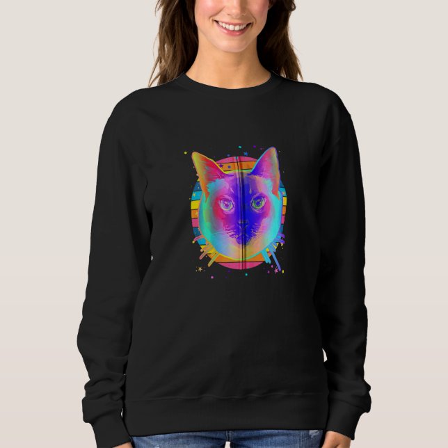 Moletom Siamese Cat Rainbow Space Black (Frente)
