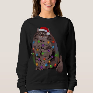 Moletom Siberian Cat Christmas Lights Xmas Cat Lover Papai