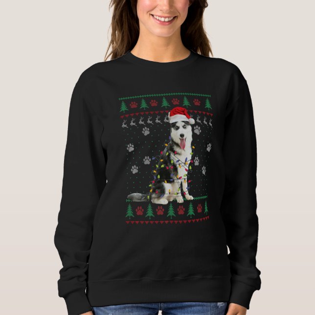 Moletom Siberian Husky Christmas Ugly Sweater  Dog  Xmas (Frente)