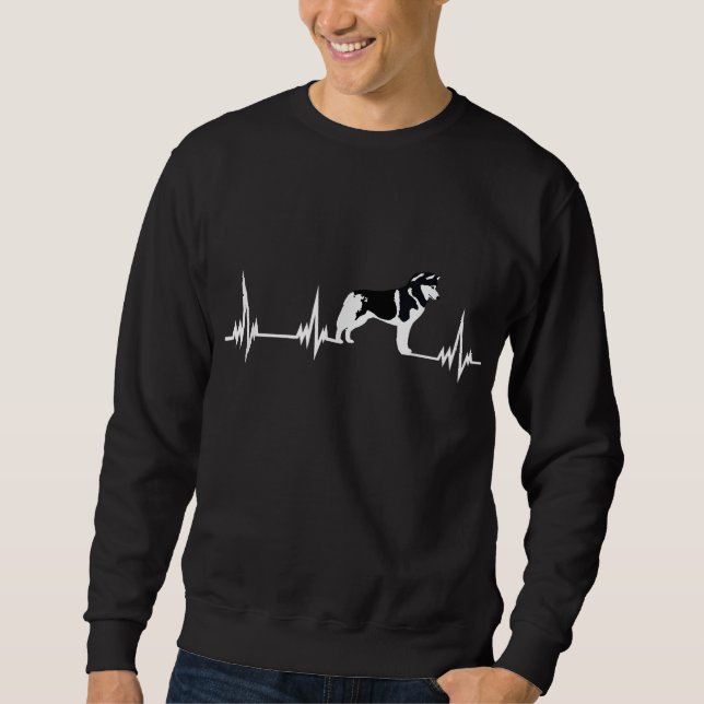 Moletom Siberian Husky Heartbeat Presente para Homens Mulh (Frente)