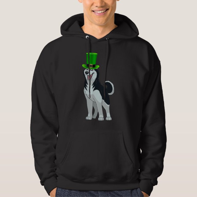 Moletom Siberian Husky Leprechaun Hat Para Husky Siberiano (Frente)