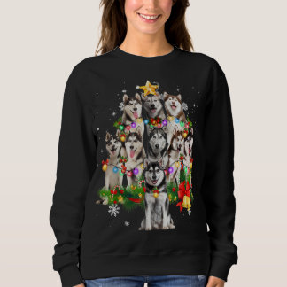 Moletom Siberian Hussein Christmas Dog Tree Lights Pajamas