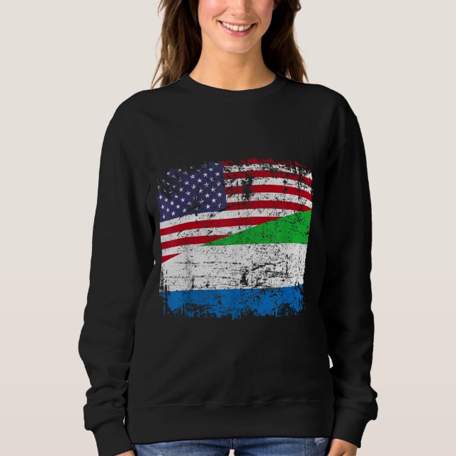 Moletom SIERRA LEONEAN ROOTS Half American Flag SIERRA LEO (Frente)