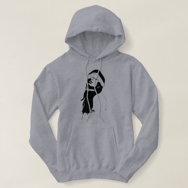 Moletom Silhouette surreal art hoodie black and white (Frente do Design)