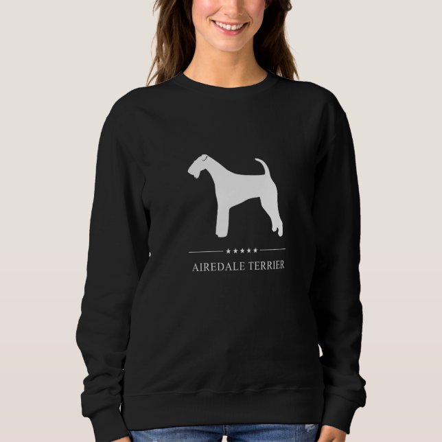 Moletom Silhueta branca do cão Airedale Terrier (Frente)