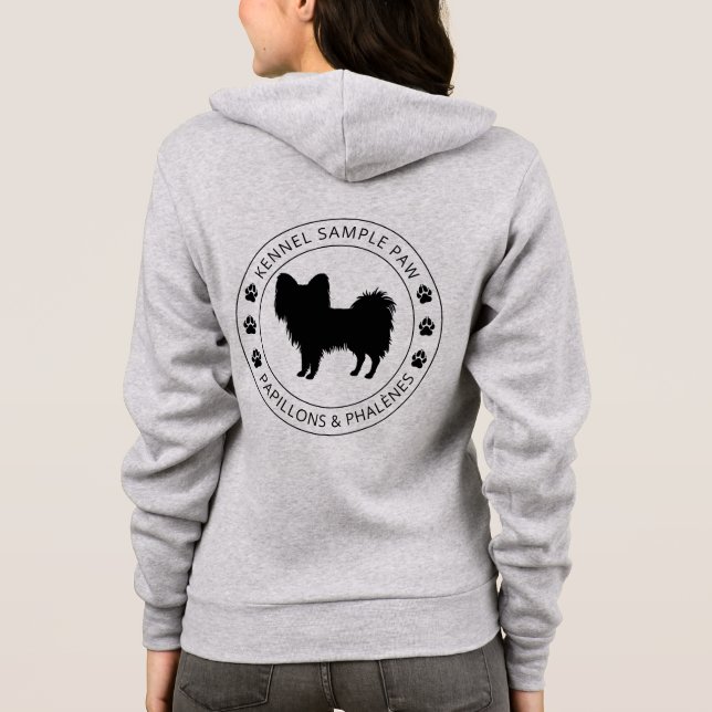 Moletom Silhueta de Cachorro Papillon com Patas e Texto Pe (Verso)