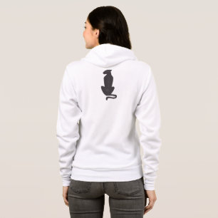 Moletom Silhueta de Gato Preto mulheres branca Bella zip c