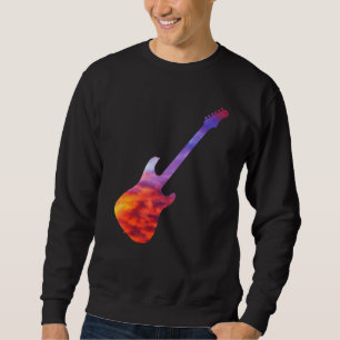 Moletom Silhueta De Guitarra Elétrica Com Fundo Flamejante