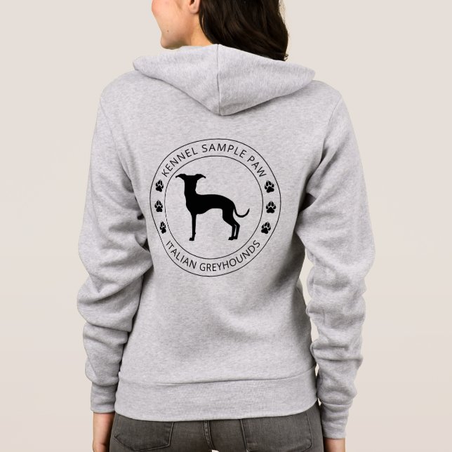 Moletom Silhueta do Galgo Italiano com Patas e Texto (Verso)