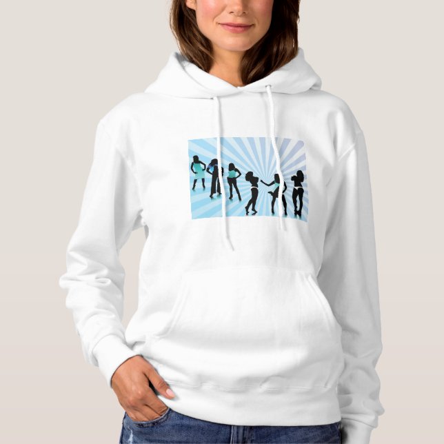 Moletom Silhuetas de Mulheres Elegantes Azul Teal Moda (Frente)