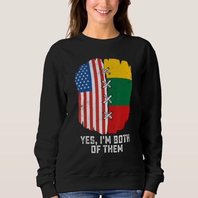 Moletom Sim, sou ambos, metade americano, metade lituano (Frente)