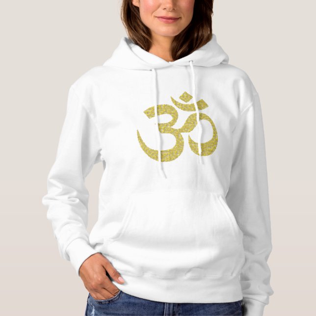 Moletom Símbolo budista de Om ouro para Hoodie branco (Frente)