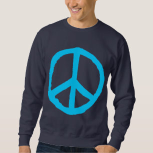 Moletom Símbolo de paz áspero - azul-céu na obscuridade