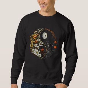 Moletom Símbolo Floral de Yoga Espiritual Yin Yang Flores