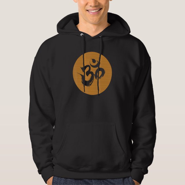 Moletom Símbolo Hindu Om de veios de madeira (Frente)