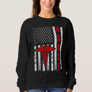 Moletom Símbolo médico Caduceus American Flag Vintage Nurs