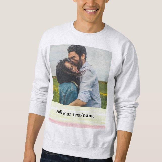 Moletom simples e mínimo adicionar seu nome foto aquarela  (Frente)