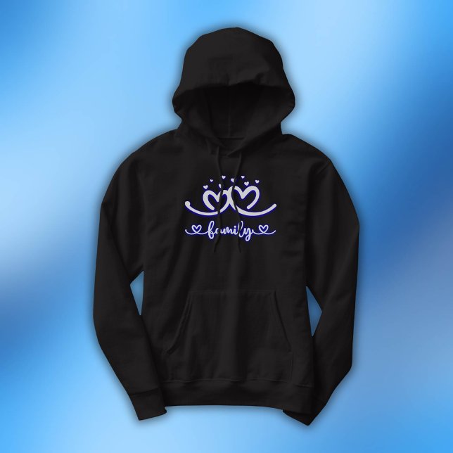 Moletom Simples família de coração em azul | Masculinos (Criador carregado)