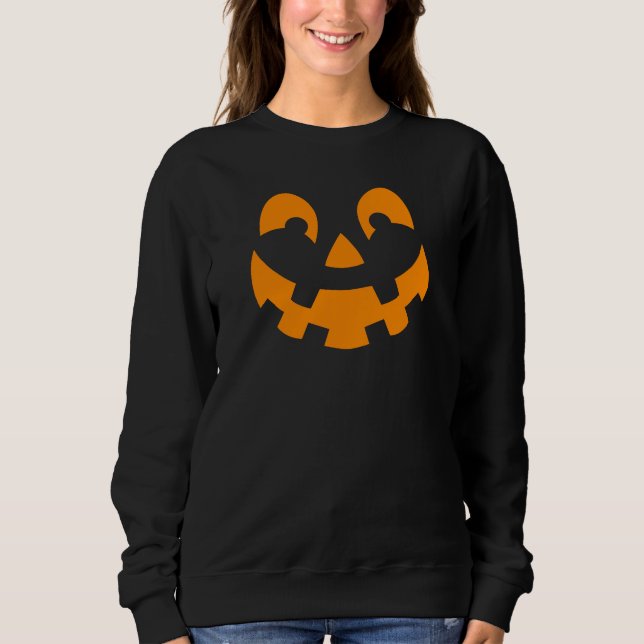 Moletom Simples Rosto de Pumpkin Laranja Silhoueen Hallowe (Frente)