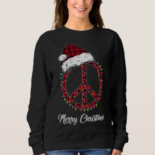 Moletom Sinais de paz da Xadrez vermelha Luzes de Natal Hi
