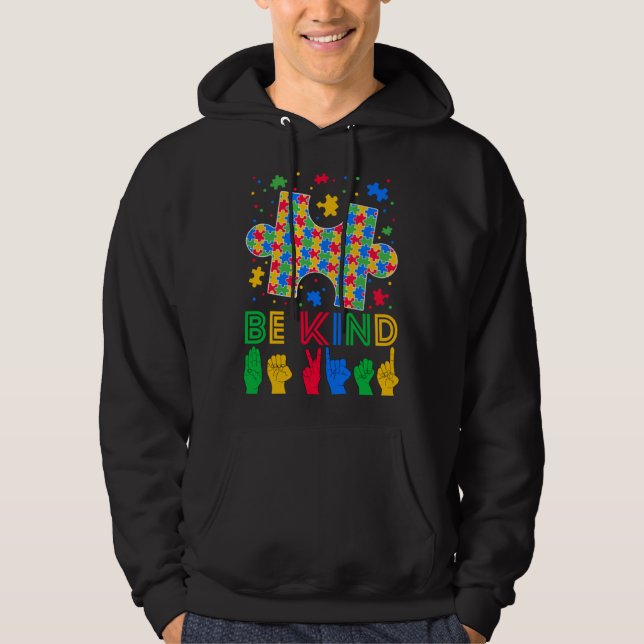 Moletom Sinal de Mão Be Kind Língua de Sinais ASL Puzzle C (Frente)