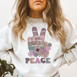 Moletom Sinal de Mão de Paz Retro Daisy Floral 70s
