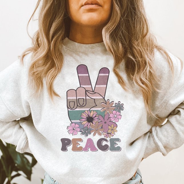 Moletom Sinal de Mão de Paz Retro Daisy Floral 70s (Criador carregado)