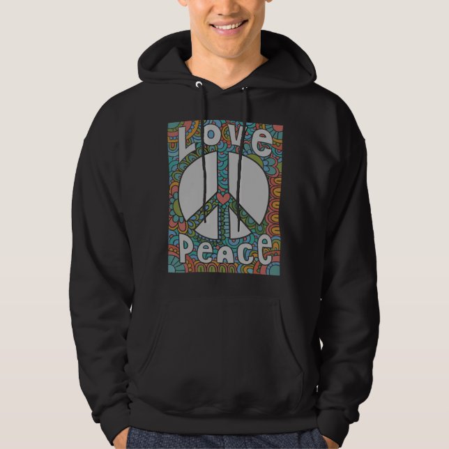Moletom Sinal de Paz Amor 1960 década de 1970 Tie Dye Groo (Frente)