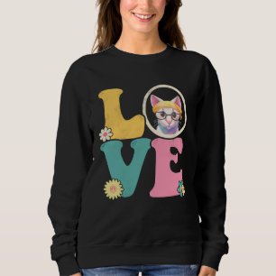 Moletom Sinal de Paz de Gato Fofo Amor Anos 60 70 Roupa Gr
