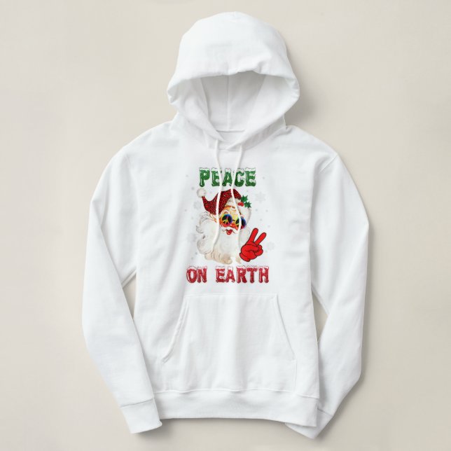 Moletom Sinal de paz na Terra Feliz Natal - Noel Hat hipp (Frente do Design)