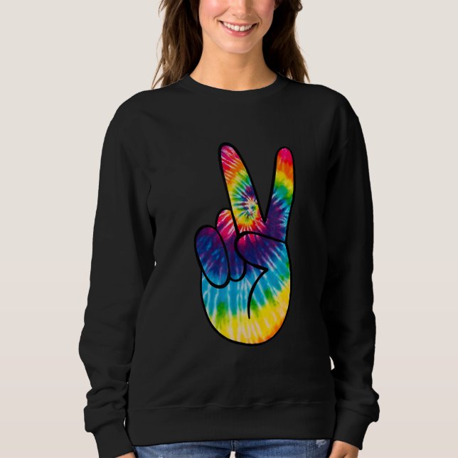 Moletom Sinal de Paz Tie Dye à Mão  Hippies V   1 (Frente)