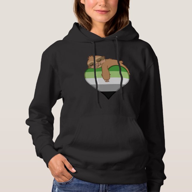 Moletom Sinalizador do Orgulho Aromântico Sloth (Frente)