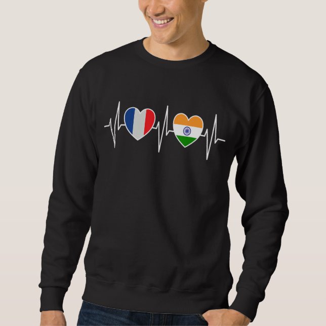 Moletom Sinalizadores De Bandeira Da França E Da Índia (Frente)