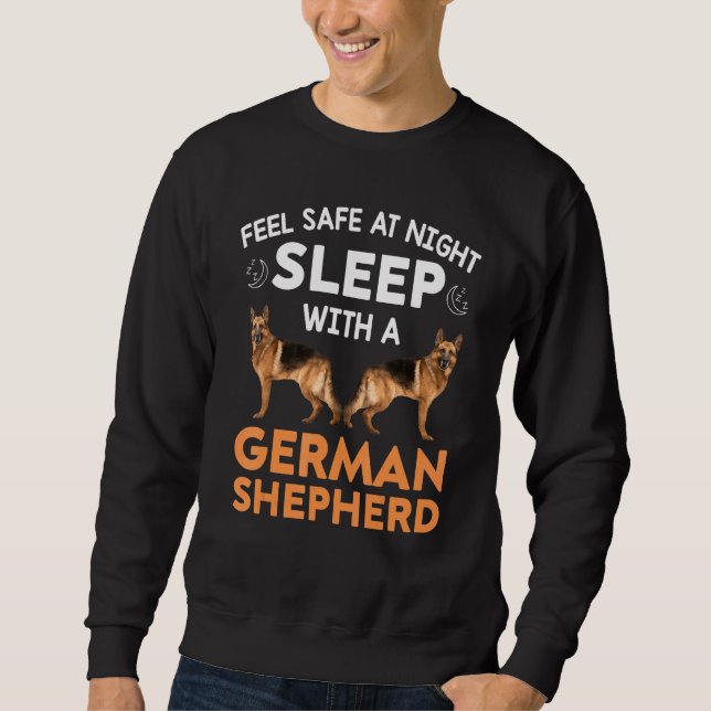 Moletom Sinta-Se Seguro À Noite Com Um German shepherd (Frente)