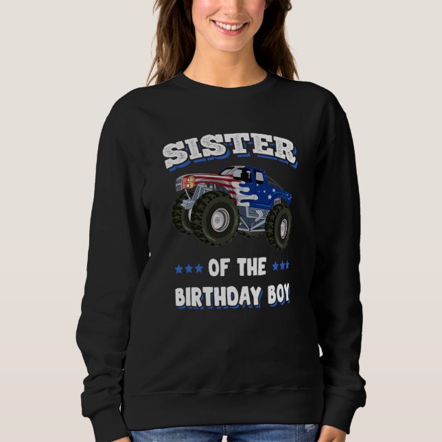Moletom Sister Of The Birthday Boy Sister Monster Truck Wo (Frente)