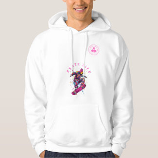 Moletom Skate Vida rosa Hoodie feliz em branco