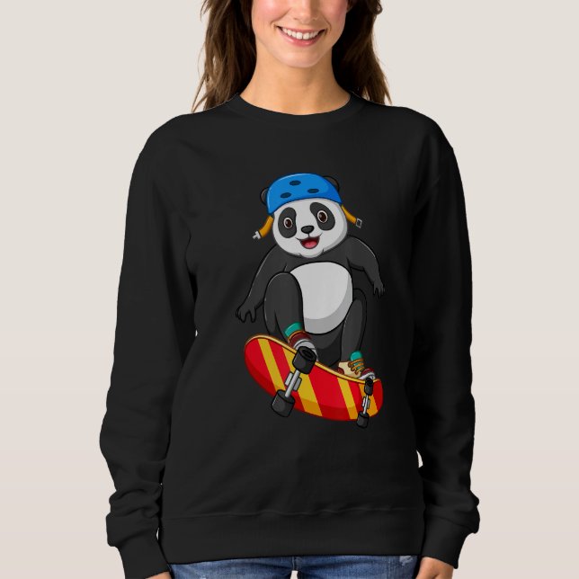 Moletom Skateboarding Happy Panda Skateboard Cute Sporty A (Frente)