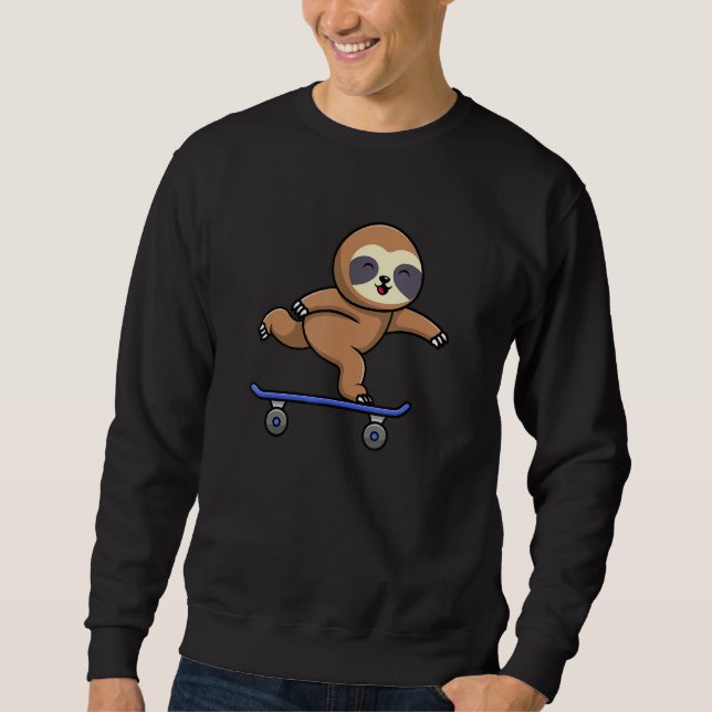 Moletom Skateboarding Happy Sloth Skateboard Cute Sporty A (Frente)