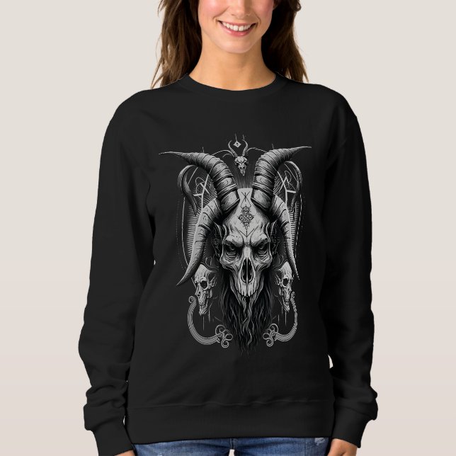 Moletom Skeleton Baphomet  Occult Gothic Demon (Frente)