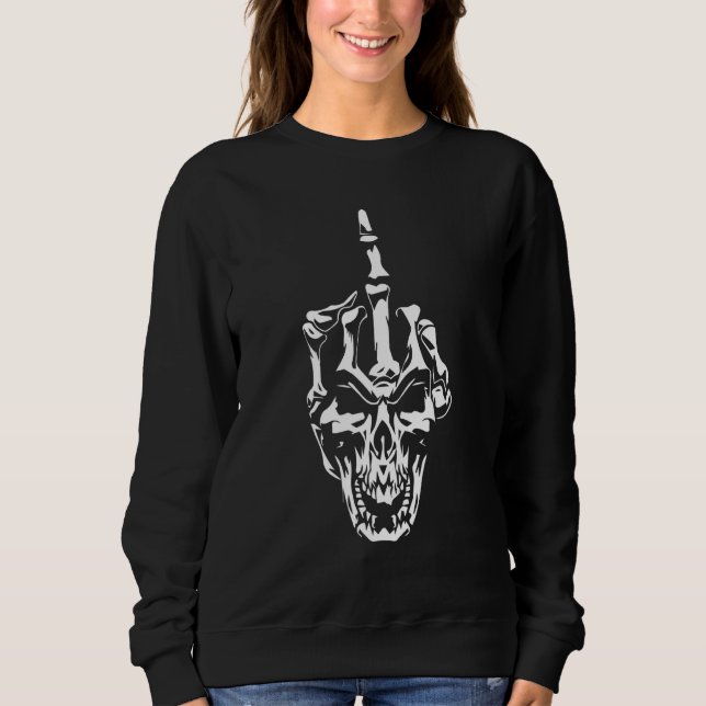 Moletom Skeleton Hand Halloween Bones Middle Finger Skull  (Frente)