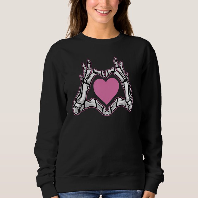 Moletom Skeleton Hand Heart Love Sign Bones   Halloween Co (Frente)