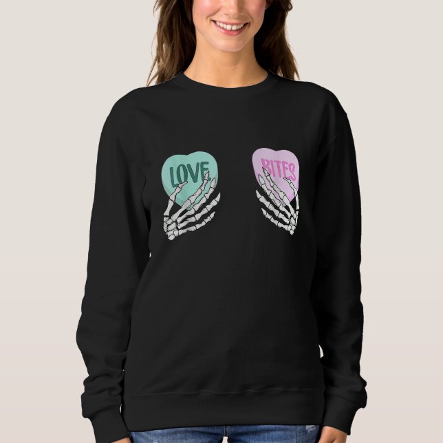 Moletom Skeleton Hand Love Bites Heart Funny Couple Valent (Frente)