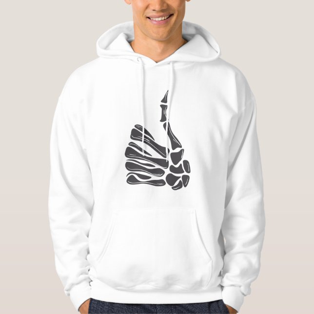 Moletom Skeleton Hand Thumbs Up White Hoodie (Frente)